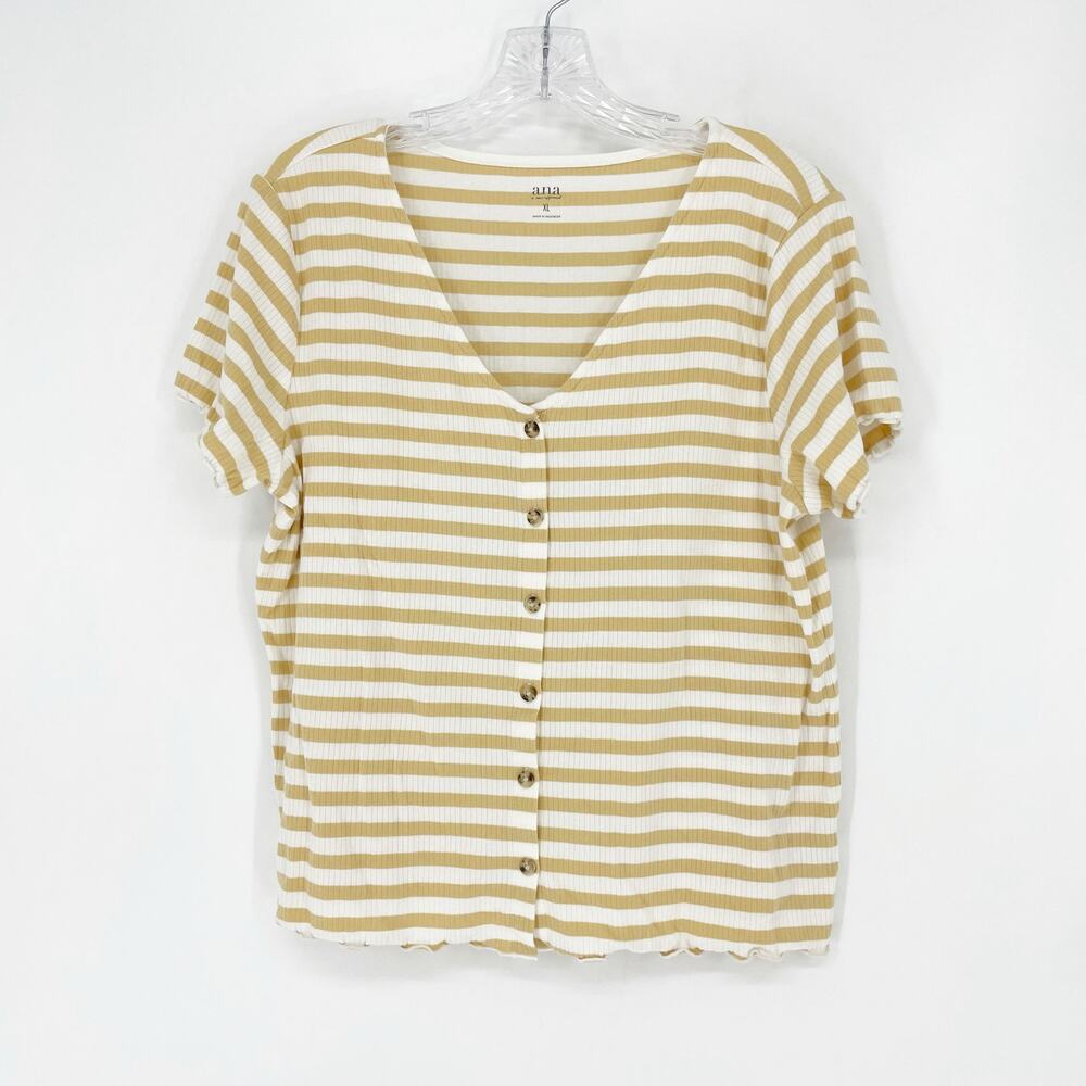 a.n.a. A New Approach Women’s Striped Short Sleeve Top Size XL